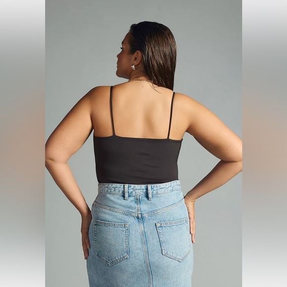 NWT Anthropologie Plus Knit Tank Square Neckline Black Women's 3x Dark Romantic - Picture 2 of 9